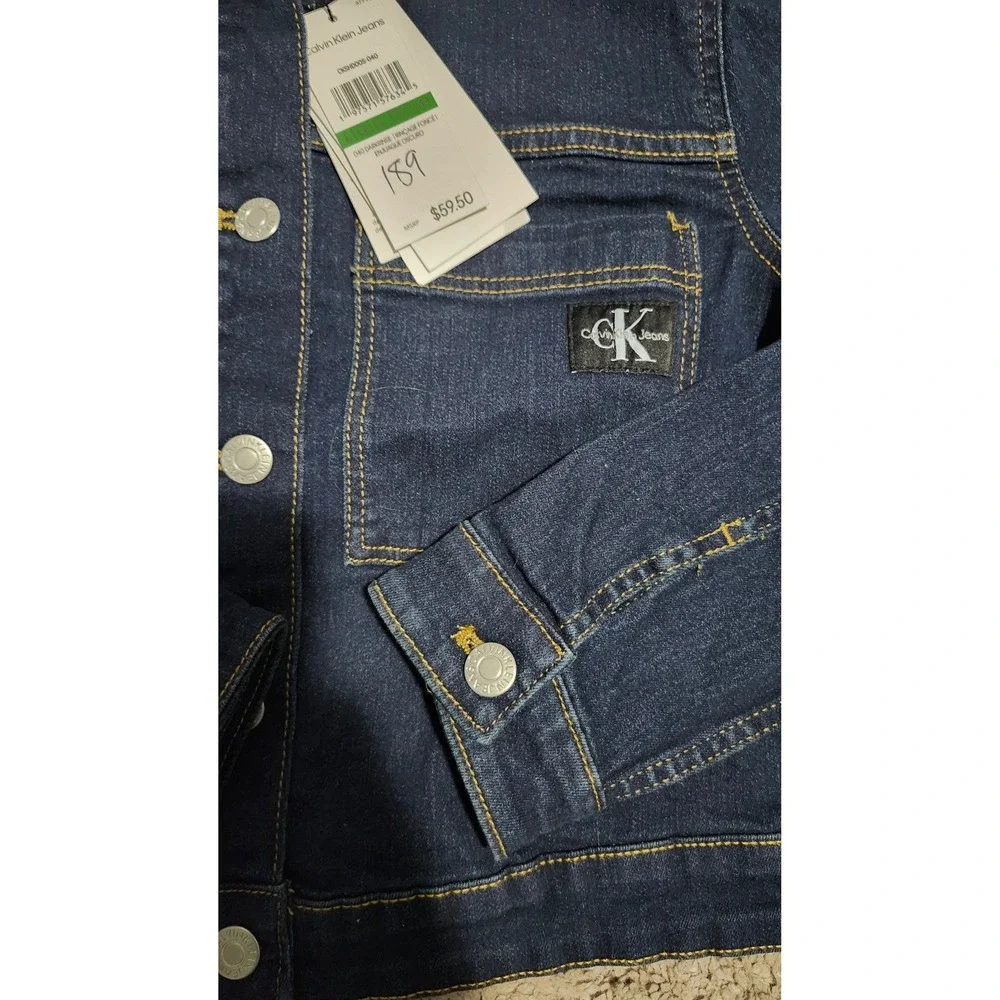 Calvin Klein Jeans Kids Denim Jacket Blue‎ Classic Trucker Style Size L 12 14